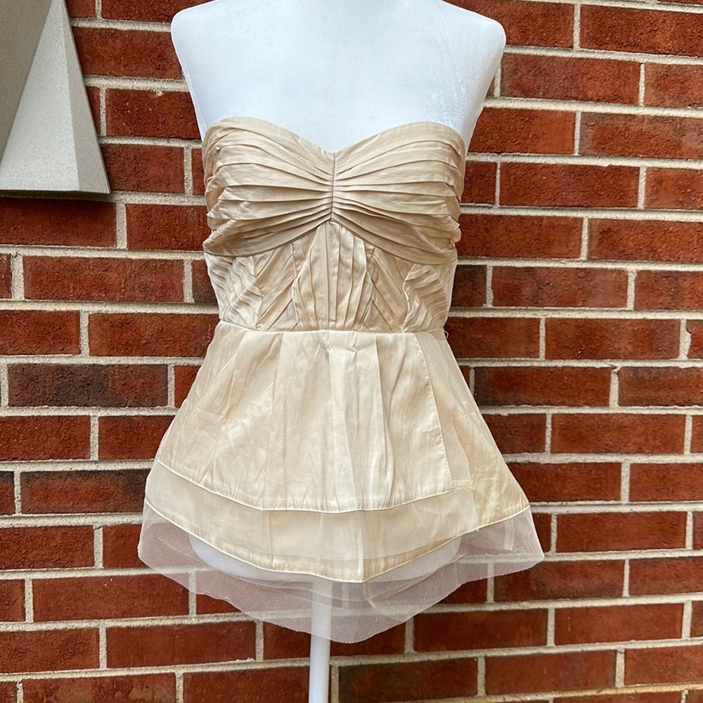 Moon Collection Cream Strapless Peplum Top Size S